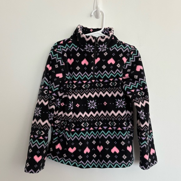 The Childrens Place Kids Girls Pullover Sweater 5 6 Fleece Black Pink Patterned - Picture 3 of 12